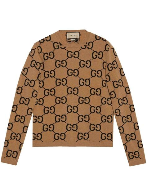 gucci jacquard gg sweter|Gucci Wool jacquard sweater with GG Shadow.